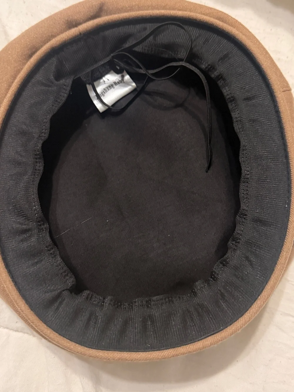 Inspire Beige Beret with Black Logo Accent